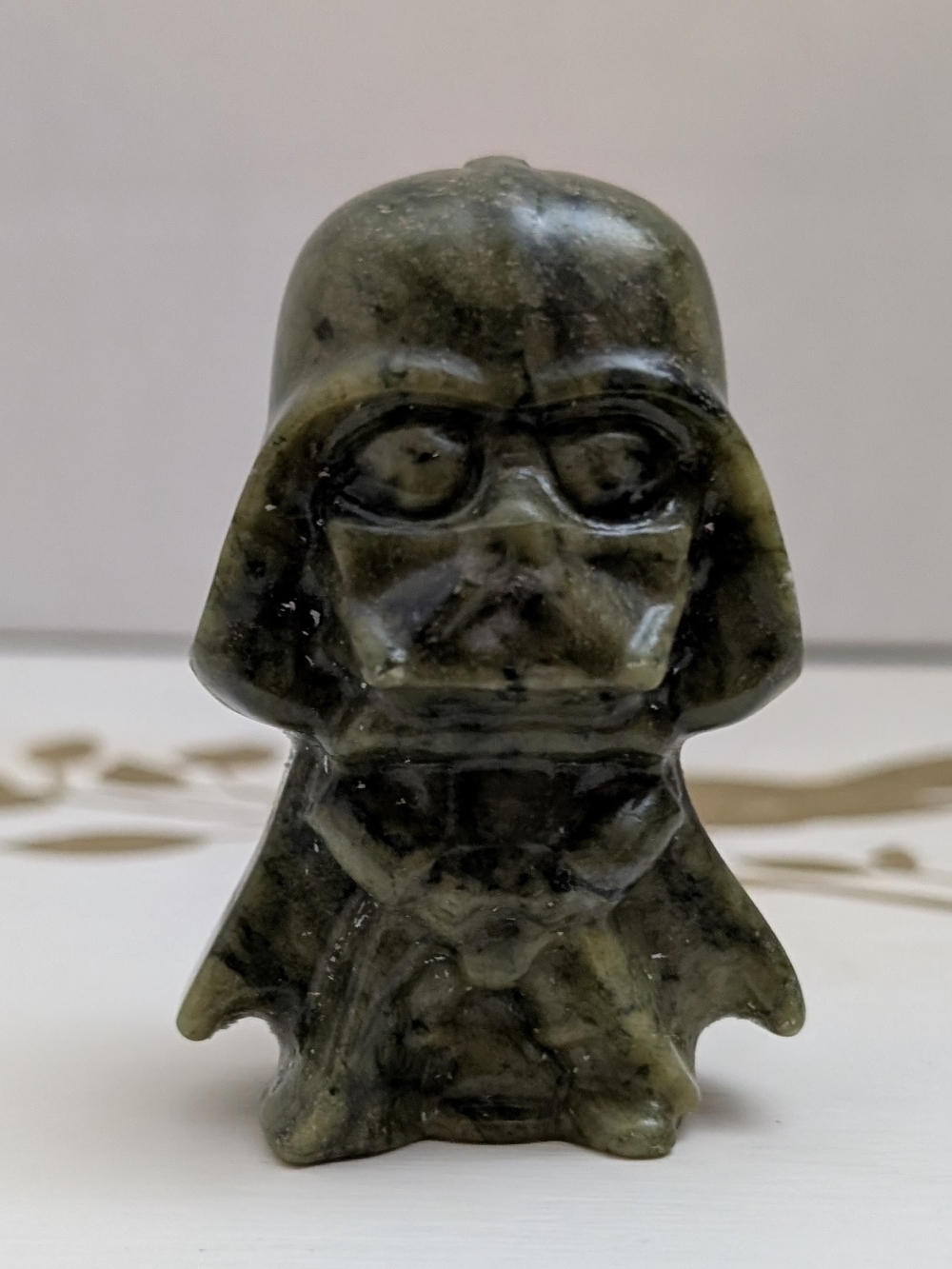 Natural Green Jade Darth Vader Carved Crystal